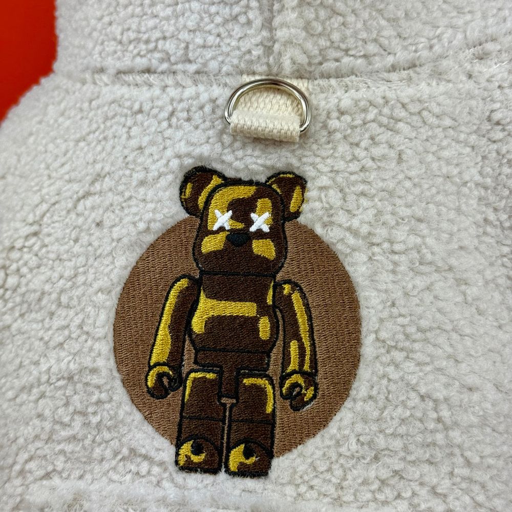 Close-up of the embroidered bear patch